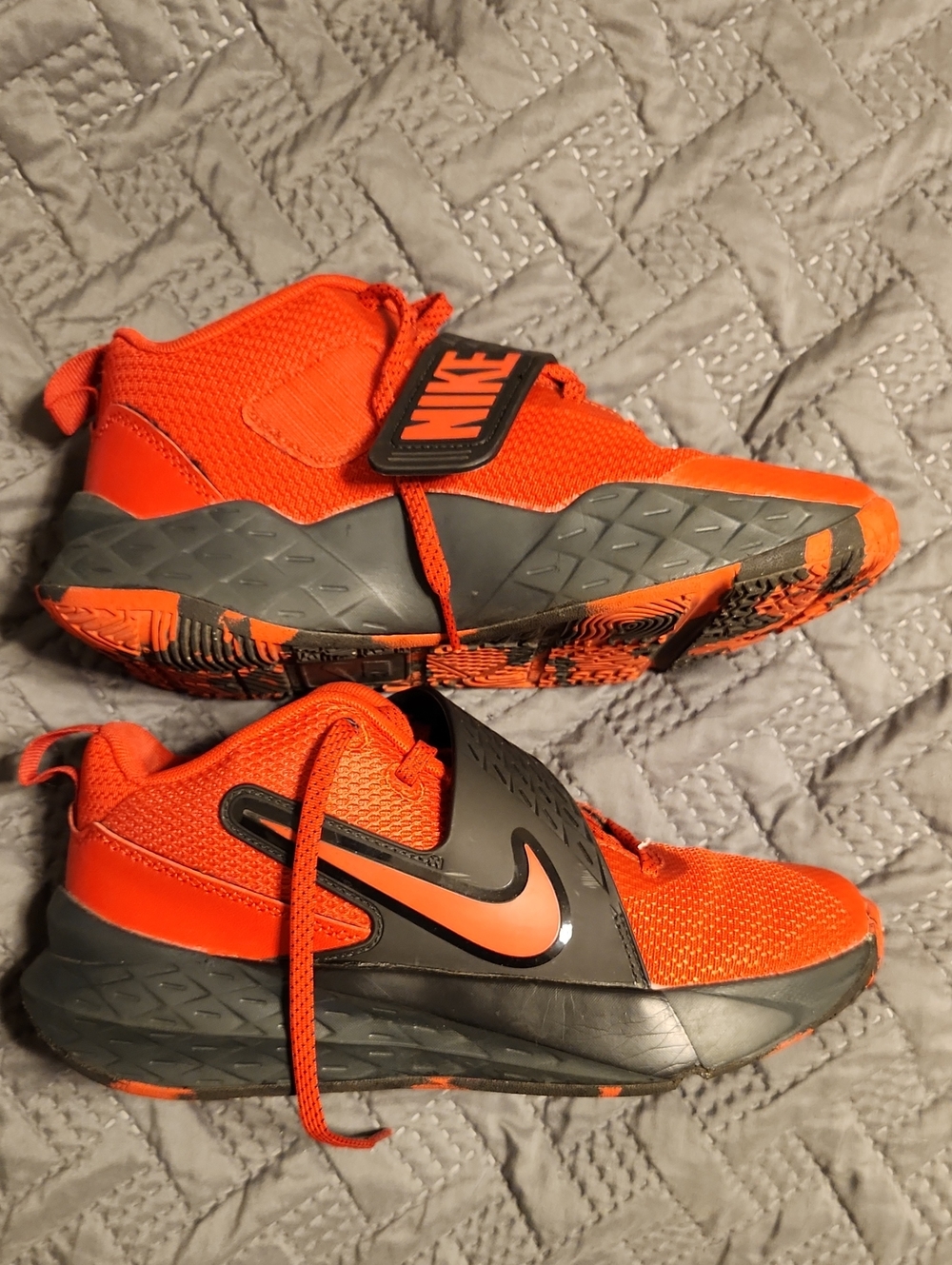 Nike Kids 5Y Red and Black Mid-Top Basketball Sneakers